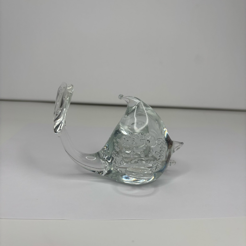 Hand Blown Art Glass Fish Figurine  Bullicante Bubbles Paperweight Beach Decor